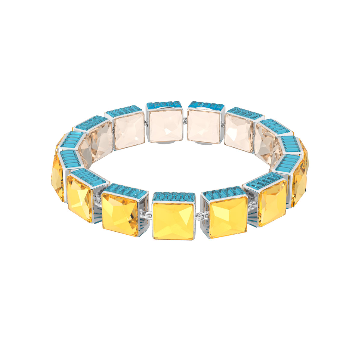 Swarovski Orbita Bracelet, Square Cut Crystals, Multicolored, Rhodium Plated